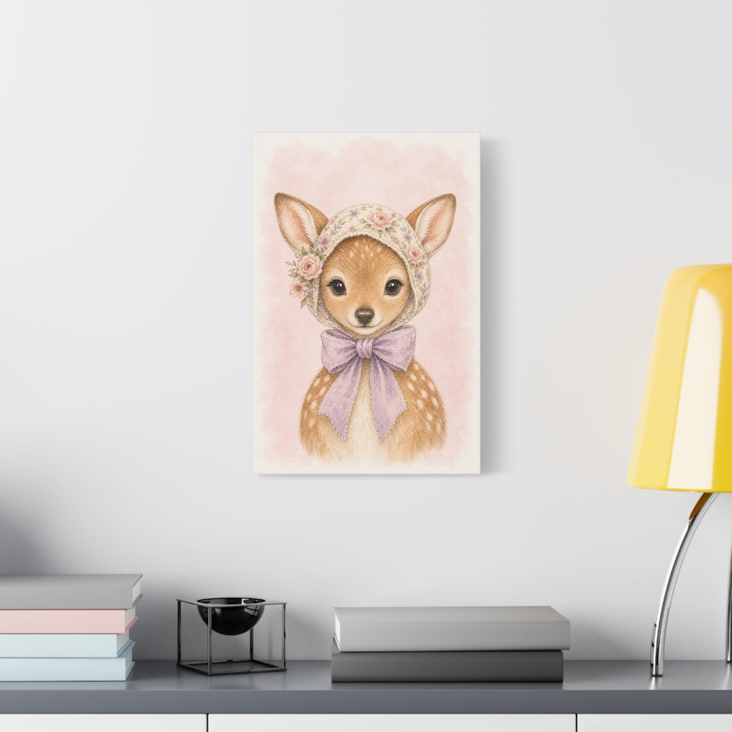 Baby Deer Nursery Canvas Wall Art | Watercolor Animal Print | Kids Room Decor