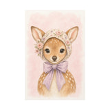 Baby Deer Nursery Canvas Wall Art — Floral & lavender series. Product mockup 6 of 24.