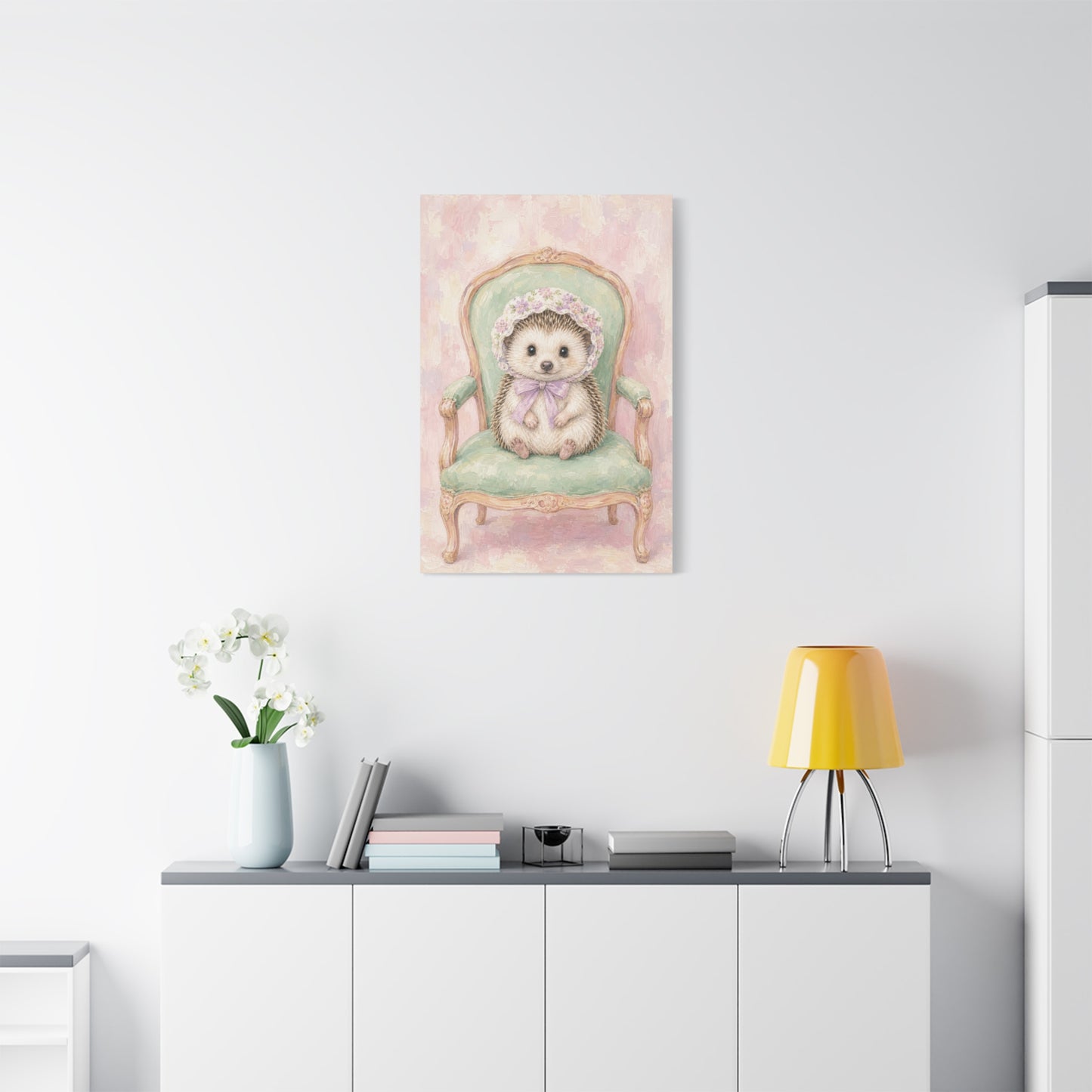 Baby Hedgehog Nursery Canvas Wall Art | Watercolor Animal Print | Kids Room Decor
