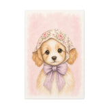 Baby Puppy Nursery Canvas Wall Art — Floral & lavender series. Product mockup 5 of 24.