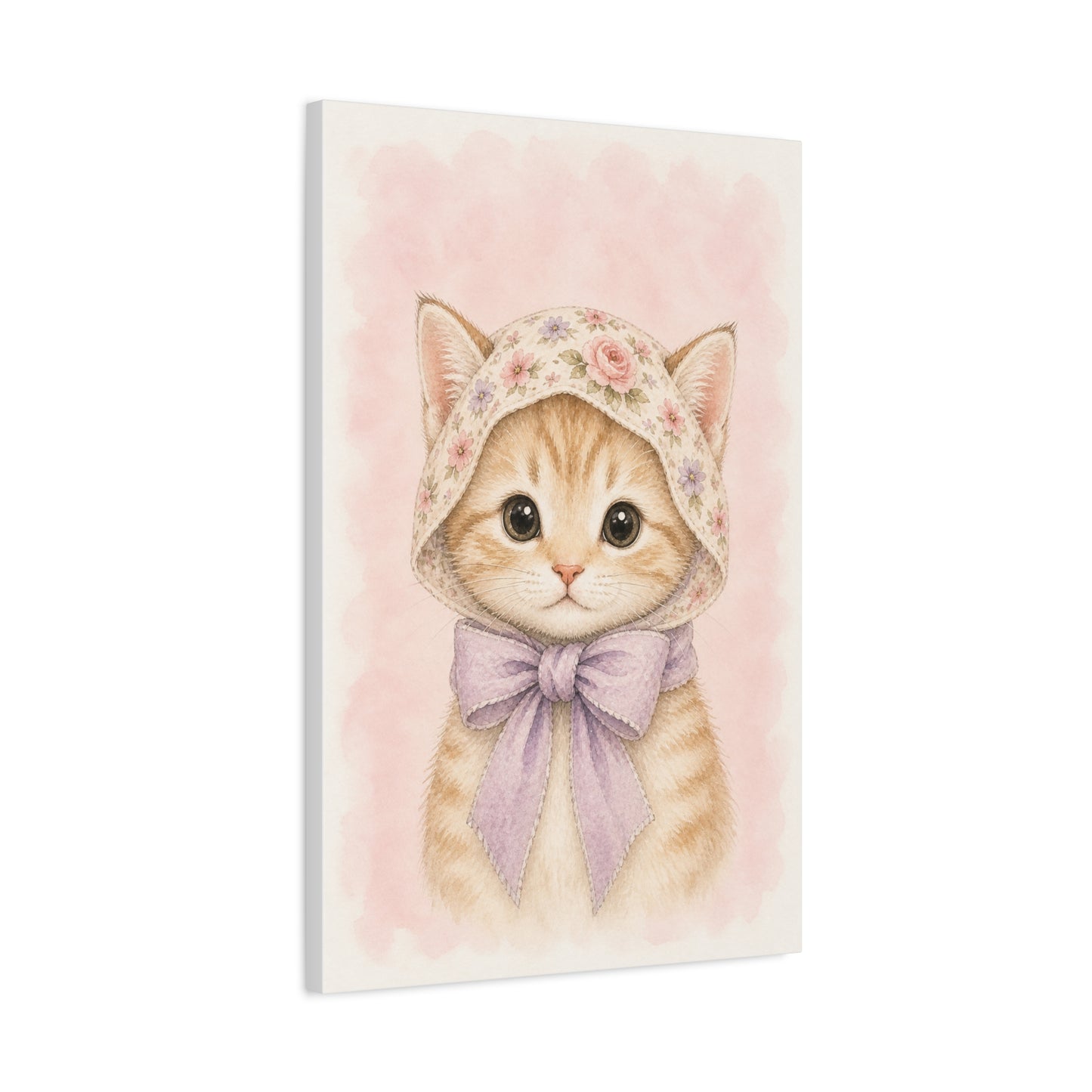 Baby Kitten Nursery Canvas Wall Art | Watercolor Animal Print | Kids Room Decor