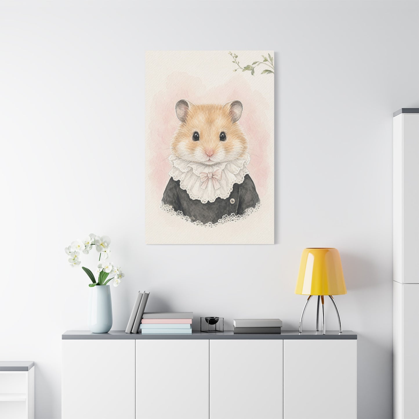 Baby Hamster Nursery Canvas Wall Art | Watercolor Animal Print | Kids Room Decor