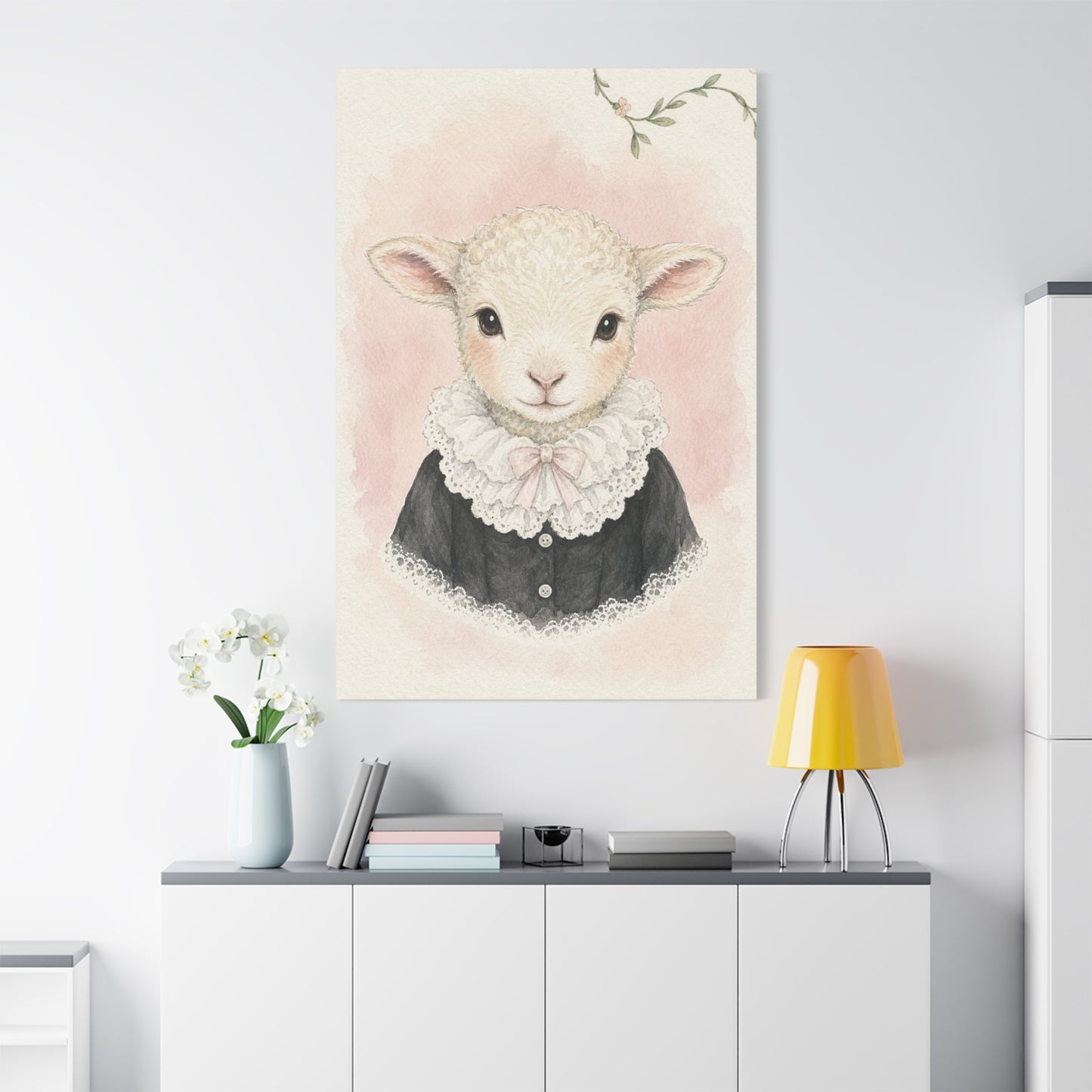 Baby Lamb Nursery Canvas Wall Art | Watercolor Animal Print | Kids Room Decor