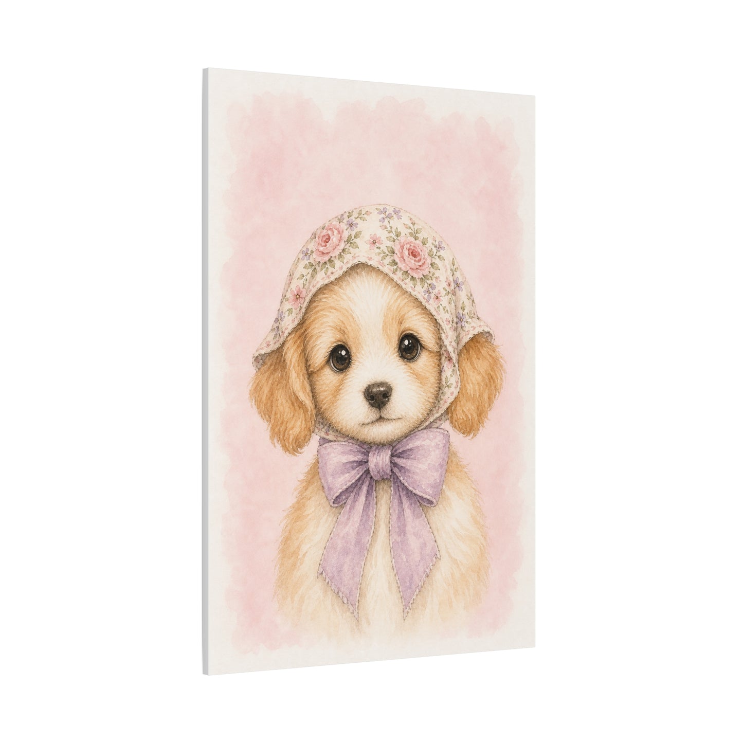 Baby Puppy Nursery Canvas Wall Art | Watercolor Animal Print | Kids Room Decor