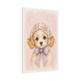 Baby Puppy Nursery Canvas Wall Art — Floral & lavender series. Product mockup 22 of 24.