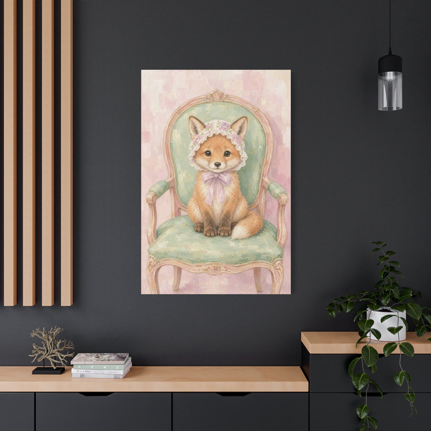 Baby Fox Nursery Canvas Wall Art | Watercolor Animal Print | Kids Room Decor