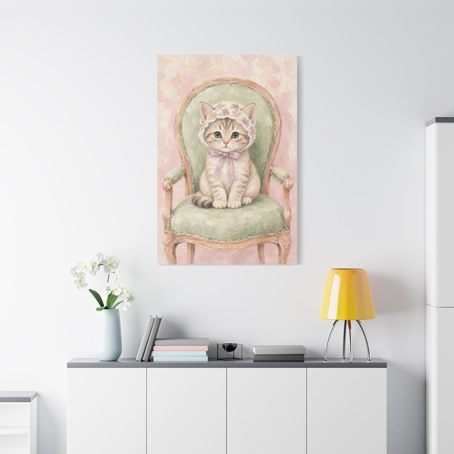 Baby Kitten Nursery Canvas Wall Art | Watercolor Animal Print | Kids Room Decor