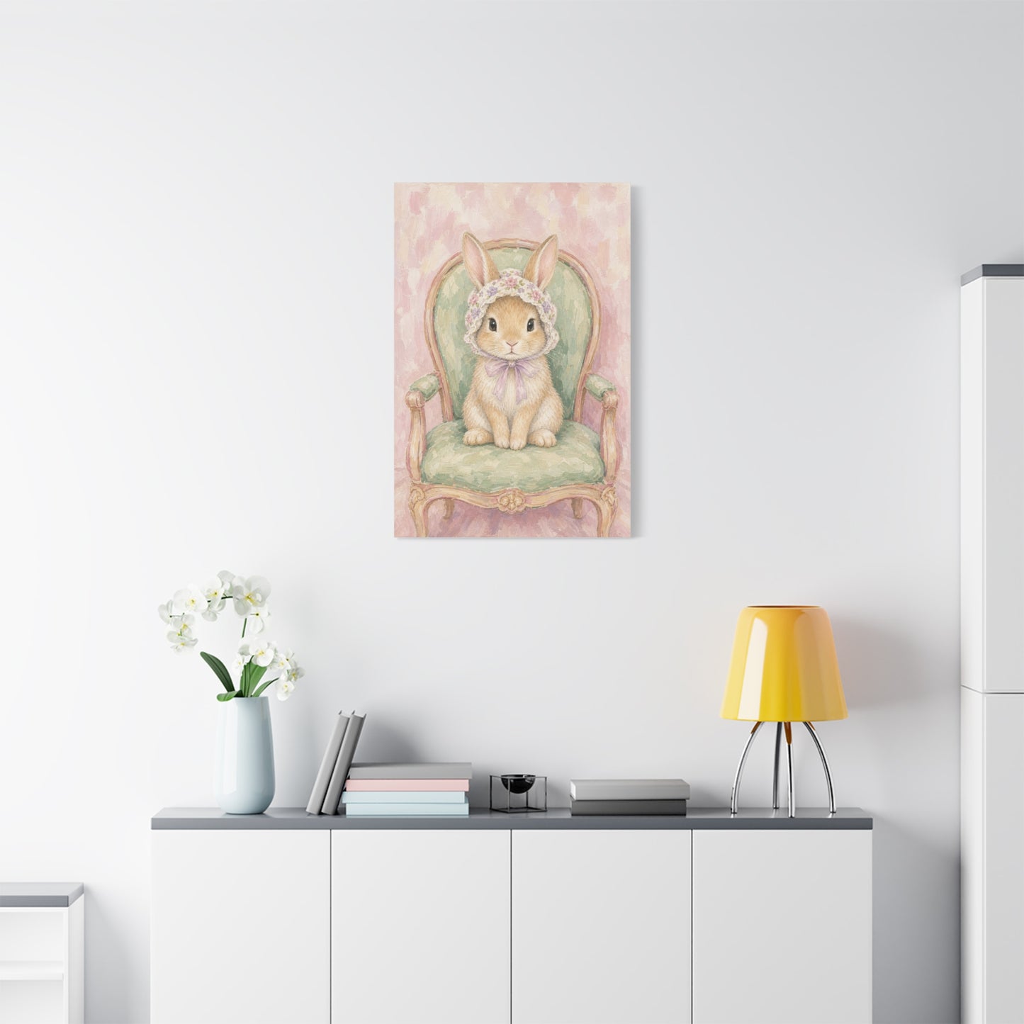 Baby Rabbit Nursery Canvas Wall Art | Watercolor Animal Print | Kids Room Decor