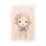 Baby Lamb Nursery Canvas Wall Art — Floral & lavender series. Product mockup 6 of 24.