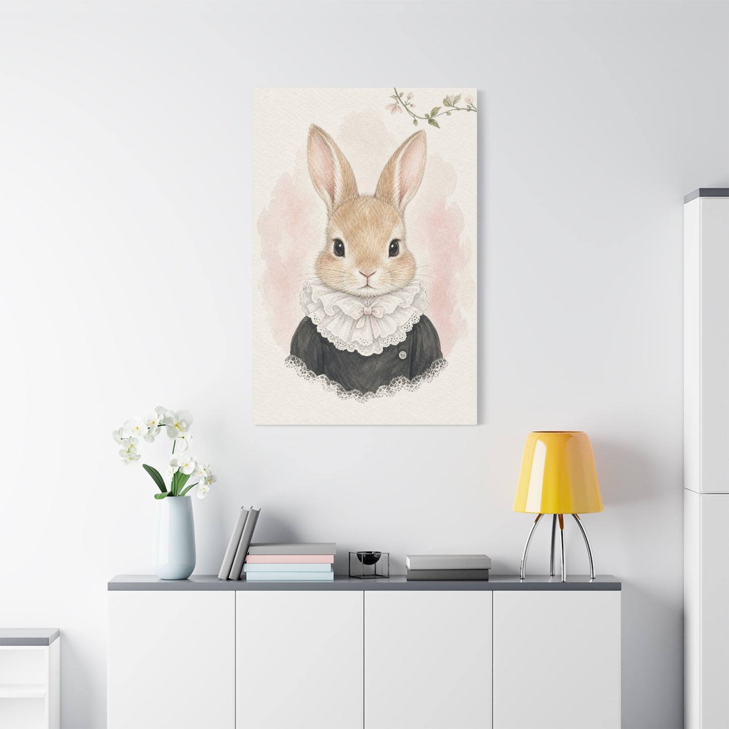Baby Rabbit Nursery Canvas Wall Art | Watercolor Animal Print | Kids Room Decor