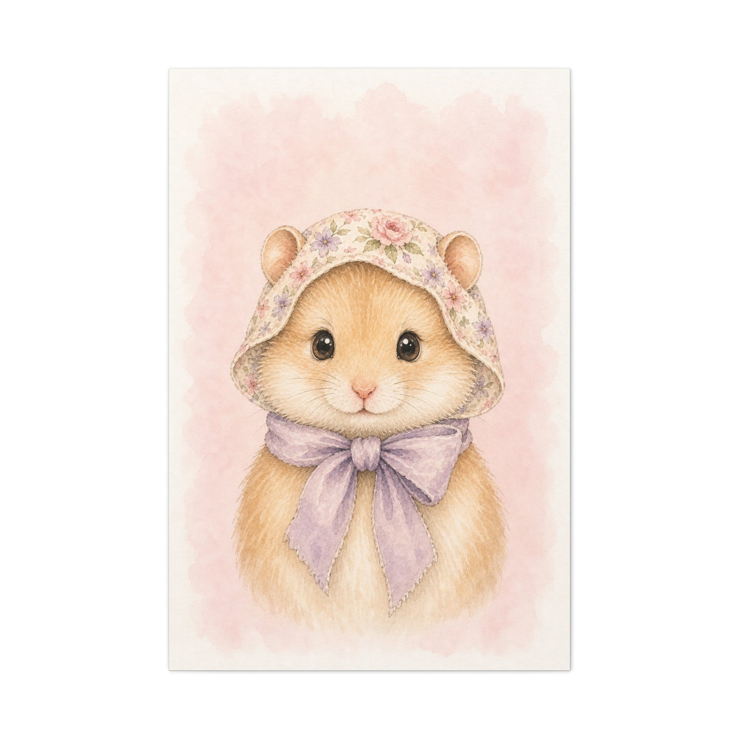 Baby Hamster Nursery Canvas Wall Art | Watercolor Animal Print | Kids Room Decor