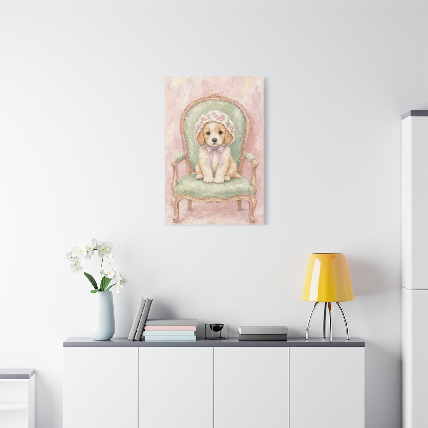 Baby Puppy Nursery Canvas Wall Art | Watercolor Animal Print | Kids Room Decor