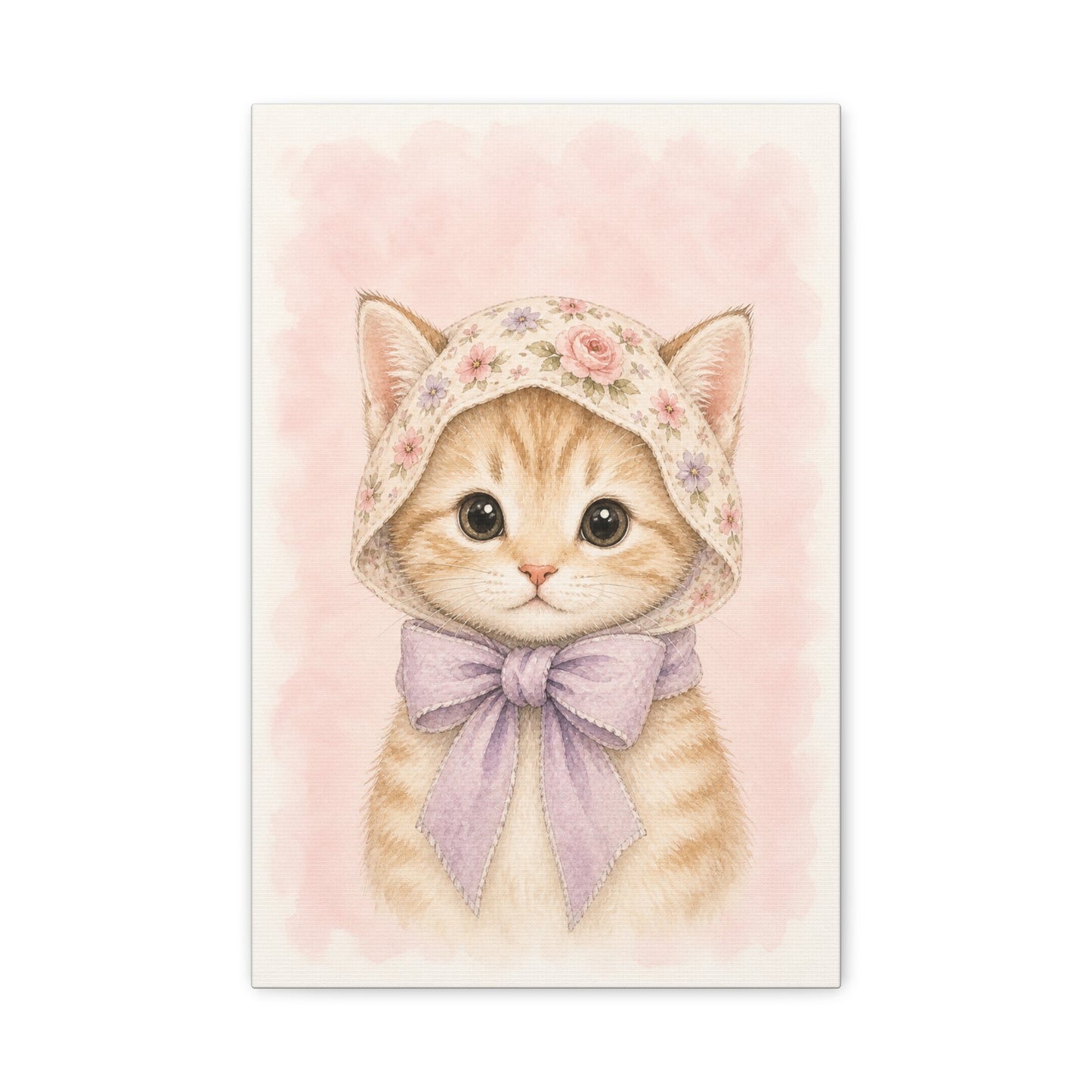 Baby Kitten Nursery Canvas Wall Art | Watercolor Animal Print | Kids Room Decor