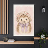 Baby Hedgehog Nursery Canvas Wall Art — Floral & lavender series. Product mockup 24 of 24.