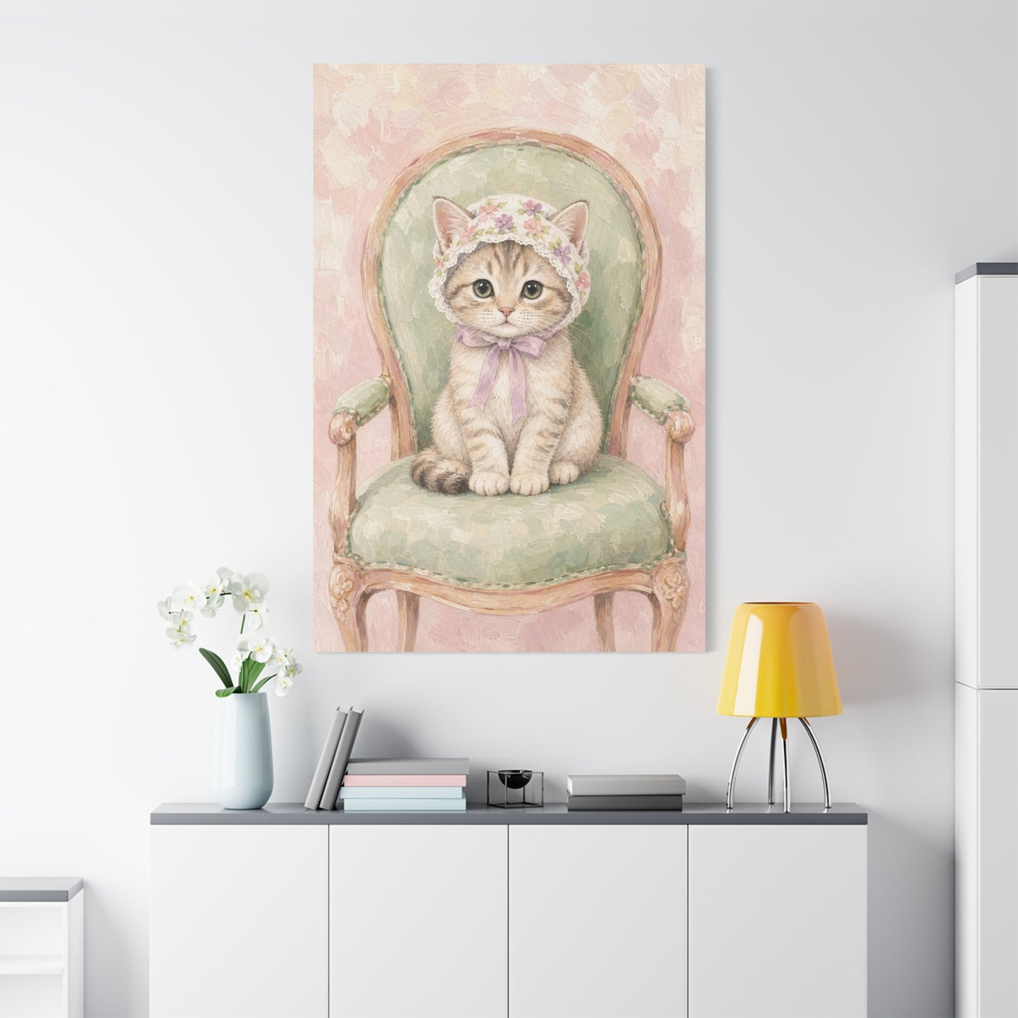 Baby Kitten Nursery Canvas Wall Art | Watercolor Animal Print | Kids Room Decor