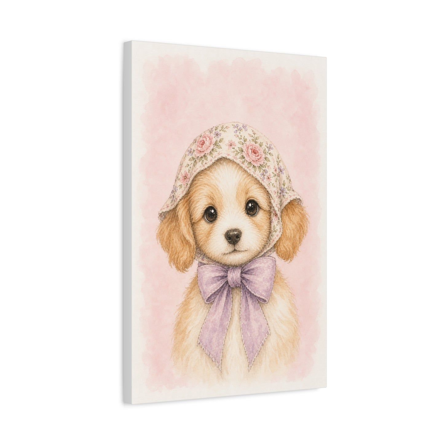 Baby Puppy Nursery Canvas Wall Art | Watercolor Animal Print | Kids Room Decor