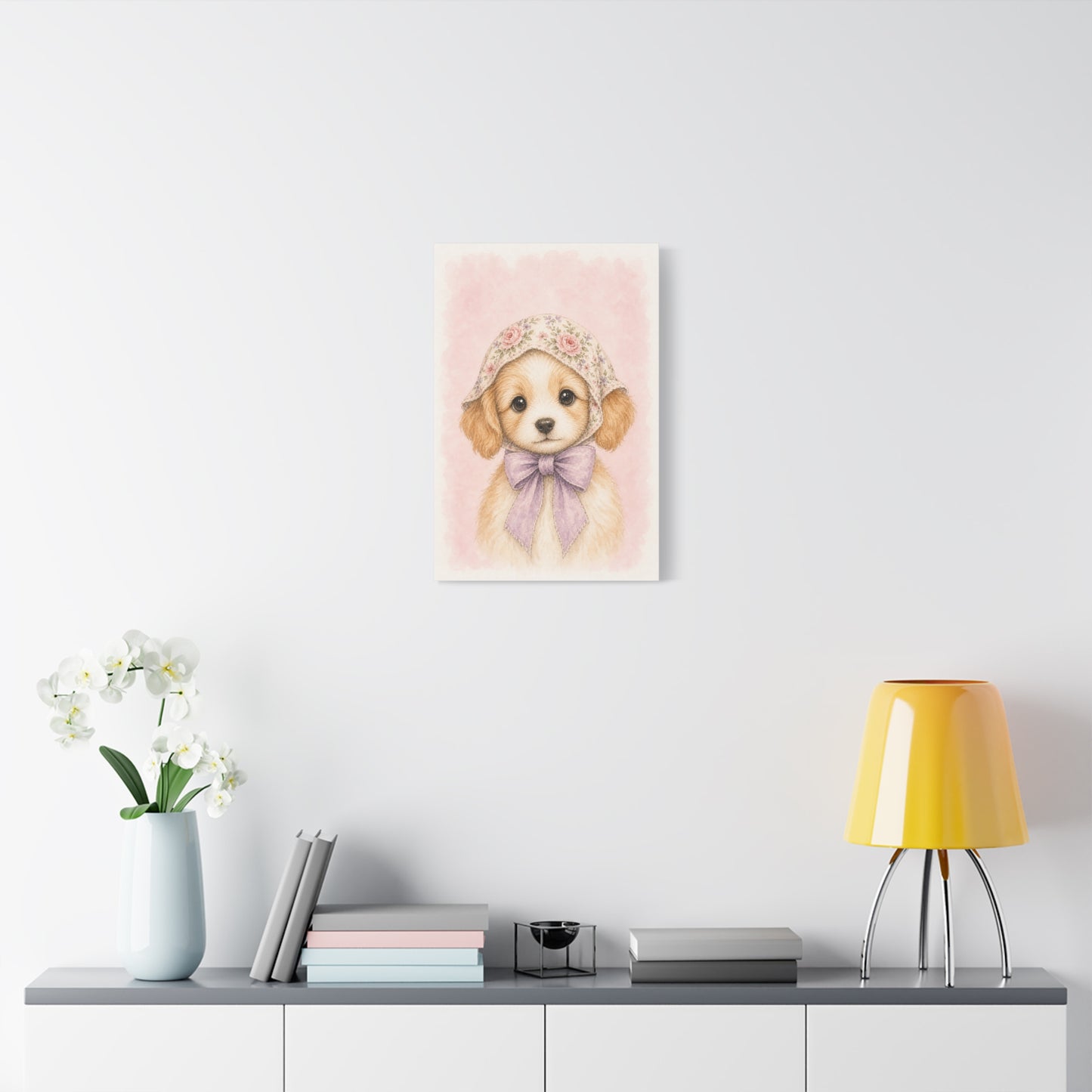 Baby Puppy Nursery Canvas Wall Art | Watercolor Animal Print | Kids Room Decor