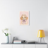 Baby Puppy Nursery Canvas Wall Art — Floral & lavender series. Product mockup 11 of 24.