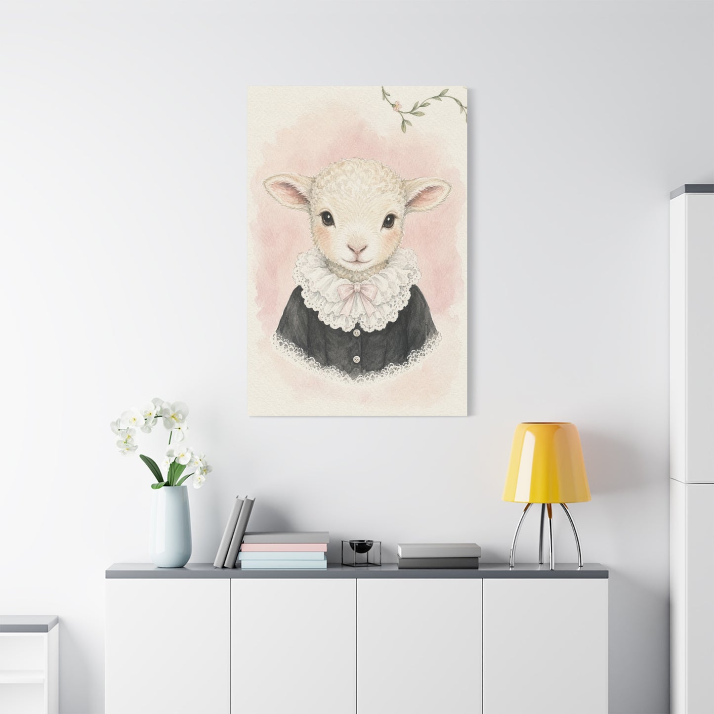 Baby Lamb Nursery Canvas Wall Art | Watercolor Animal Print | Kids Room Decor