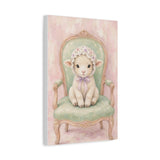 Baby Lamb Nursery Canvas Wall Art — Vintage armchair series. Product mockup 7 of 24.