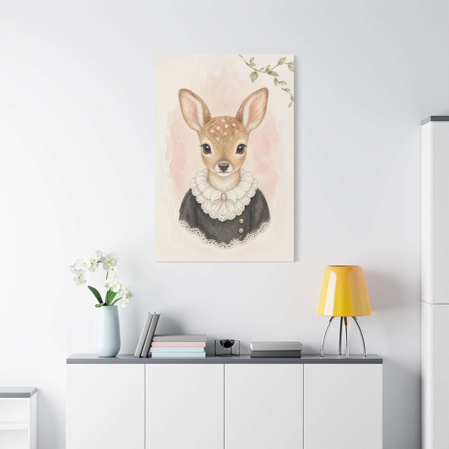 Baby Deer Nursery Canvas Wall Art | Watercolor Animal Print | Kids Room Decor