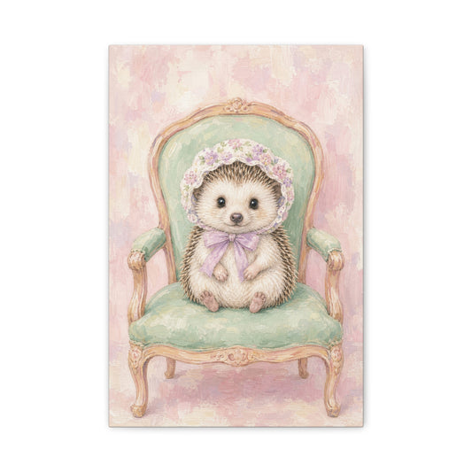 Baby Hedgehog Nursery Canvas Wall Art | Watercolor Animal Print | Kids Room Decor