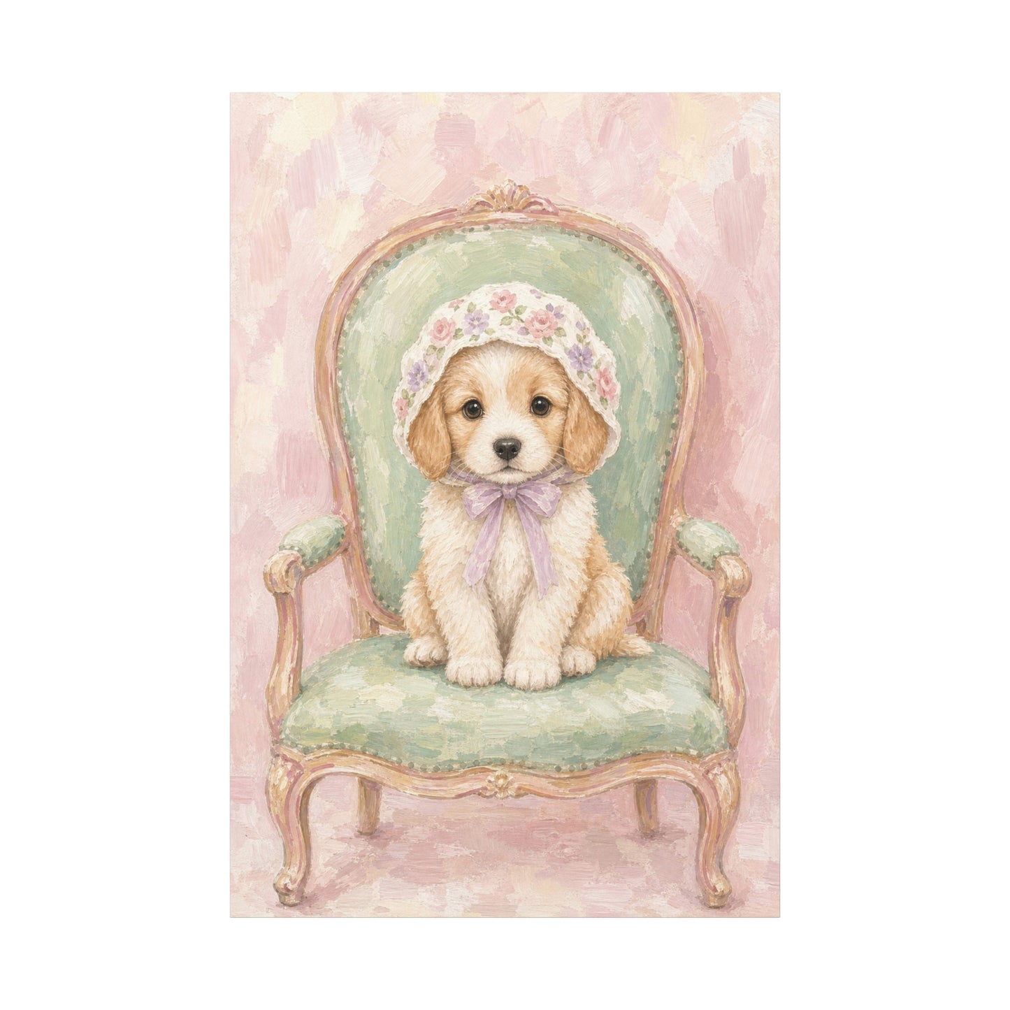 Baby Puppy Nursery Canvas Wall Art | Watercolor Animal Print | Kids Room Decor