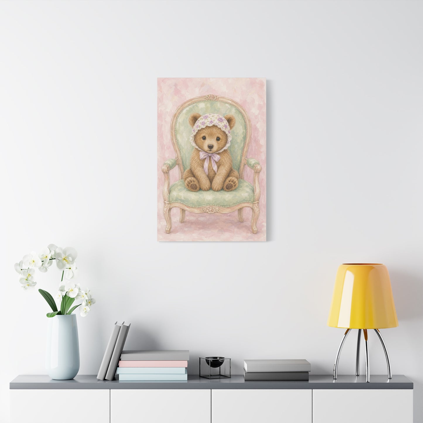 Baby Bear Nursery Canvas Wall Art | Watercolor Animal Print | Kids Room Decor