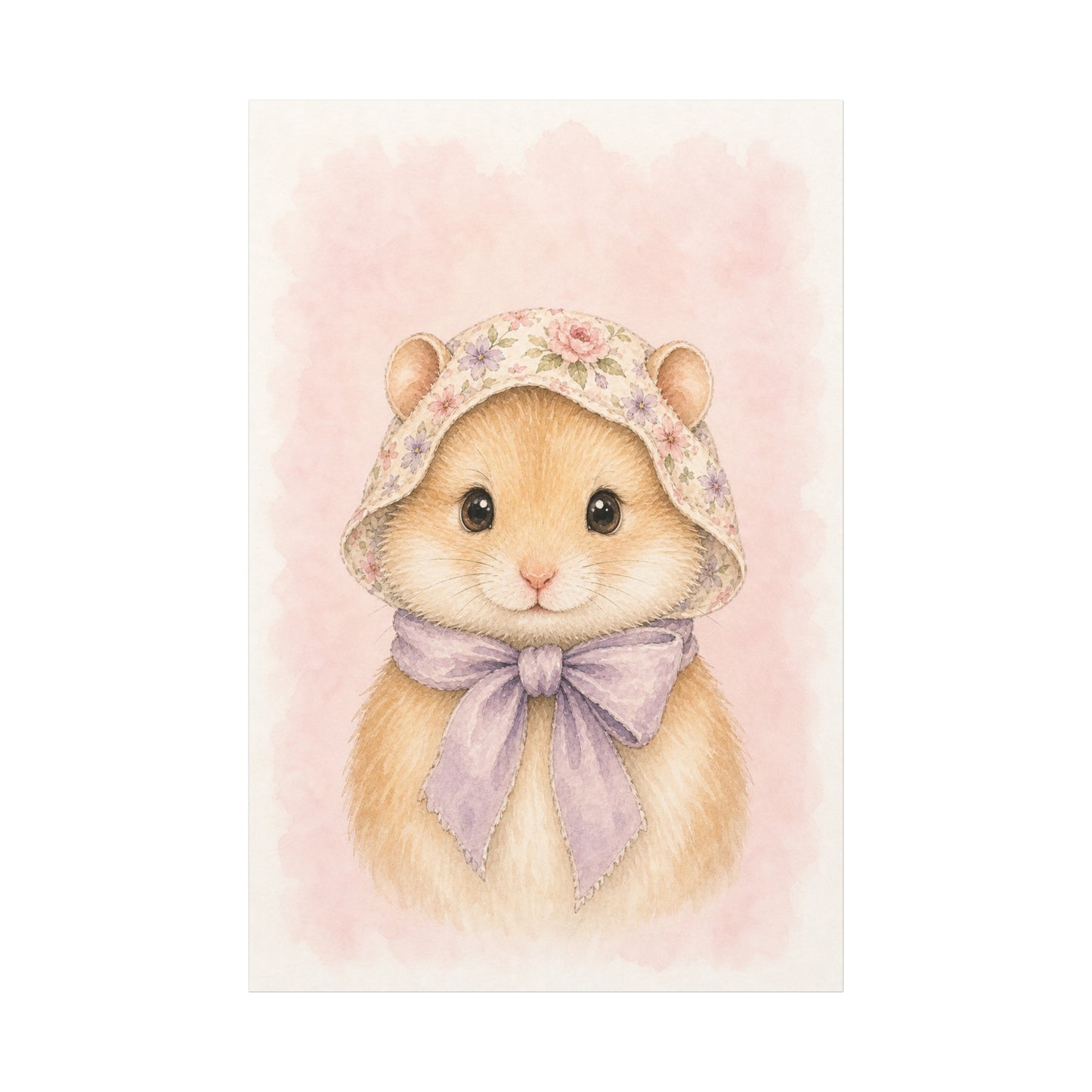 Baby Hamster Nursery Canvas Wall Art | Watercolor Animal Print | Kids Room Decor