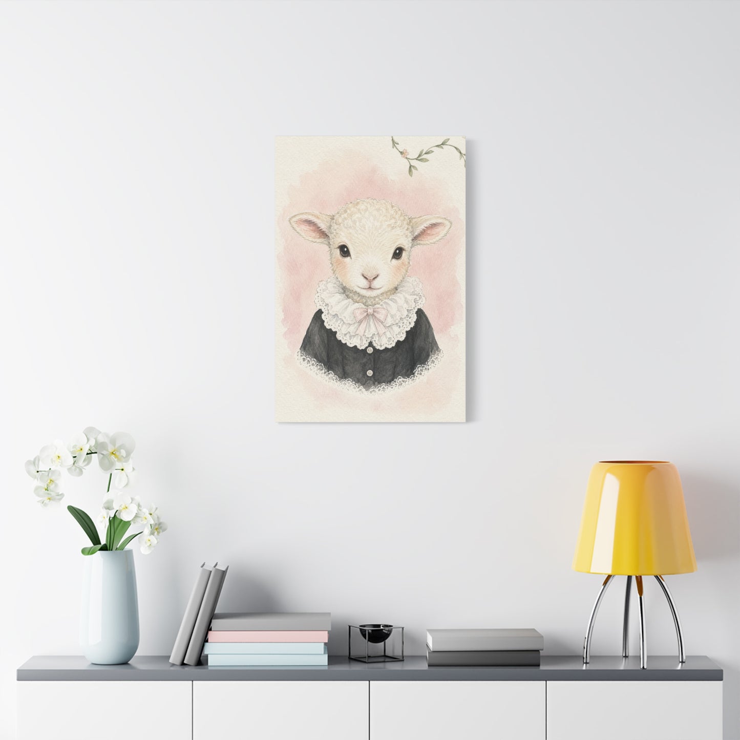 Baby Lamb Nursery Canvas Wall Art | Watercolor Animal Print | Kids Room Decor