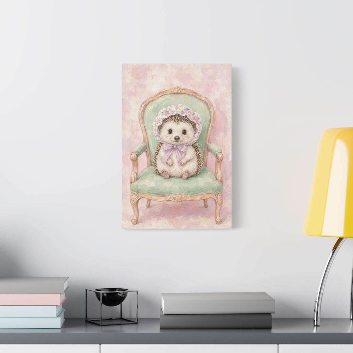 Baby Hedgehog Nursery Canvas Wall Art | Watercolor Animal Print | Kids Room Decor