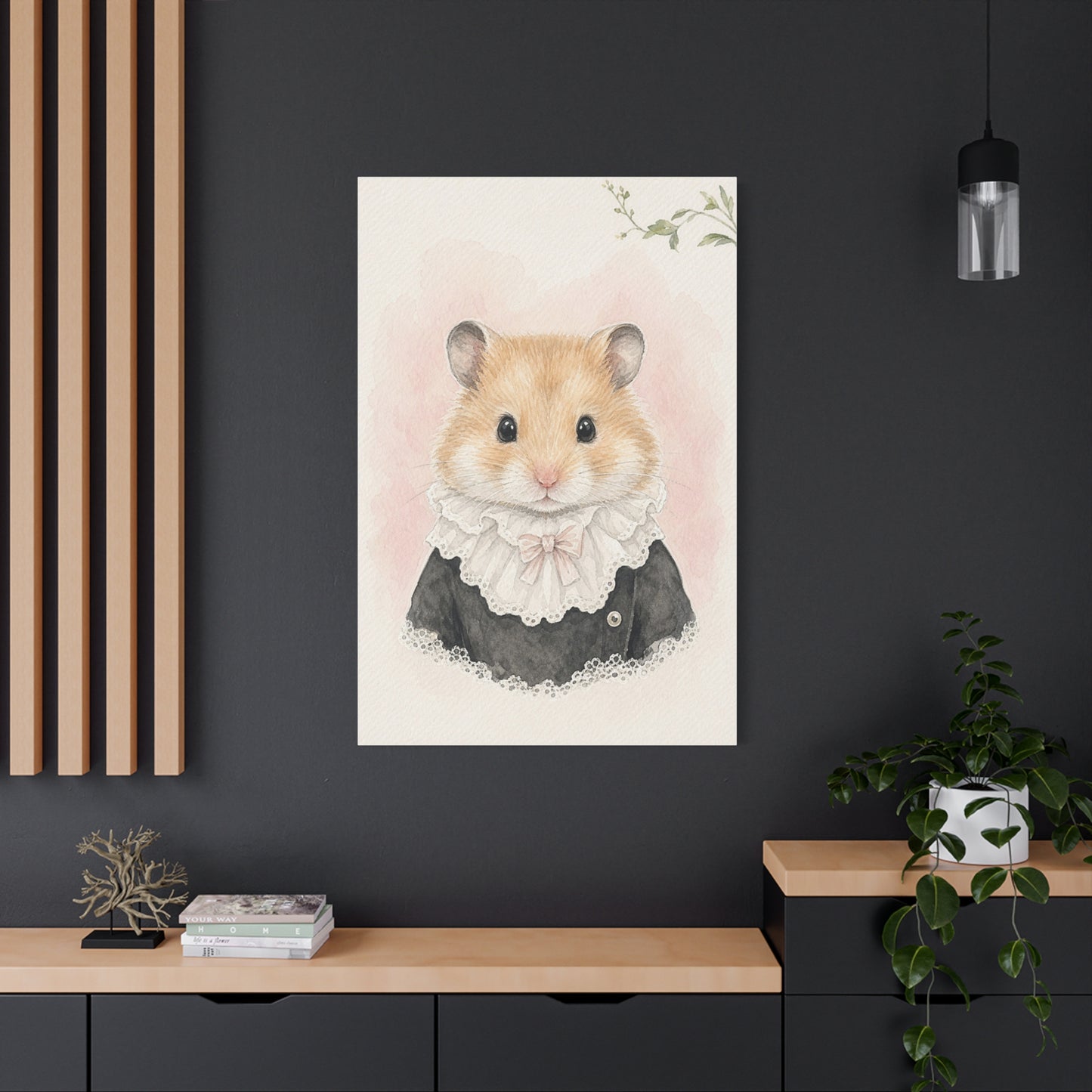 Baby Hamster Nursery Canvas Wall Art | Watercolor Animal Print | Kids Room Decor