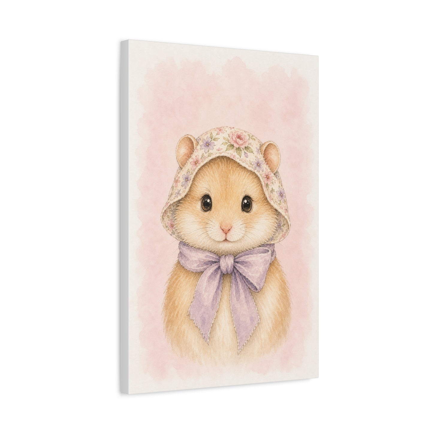 Baby Hamster Nursery Canvas Wall Art | Watercolor Animal Print | Kids Room Decor