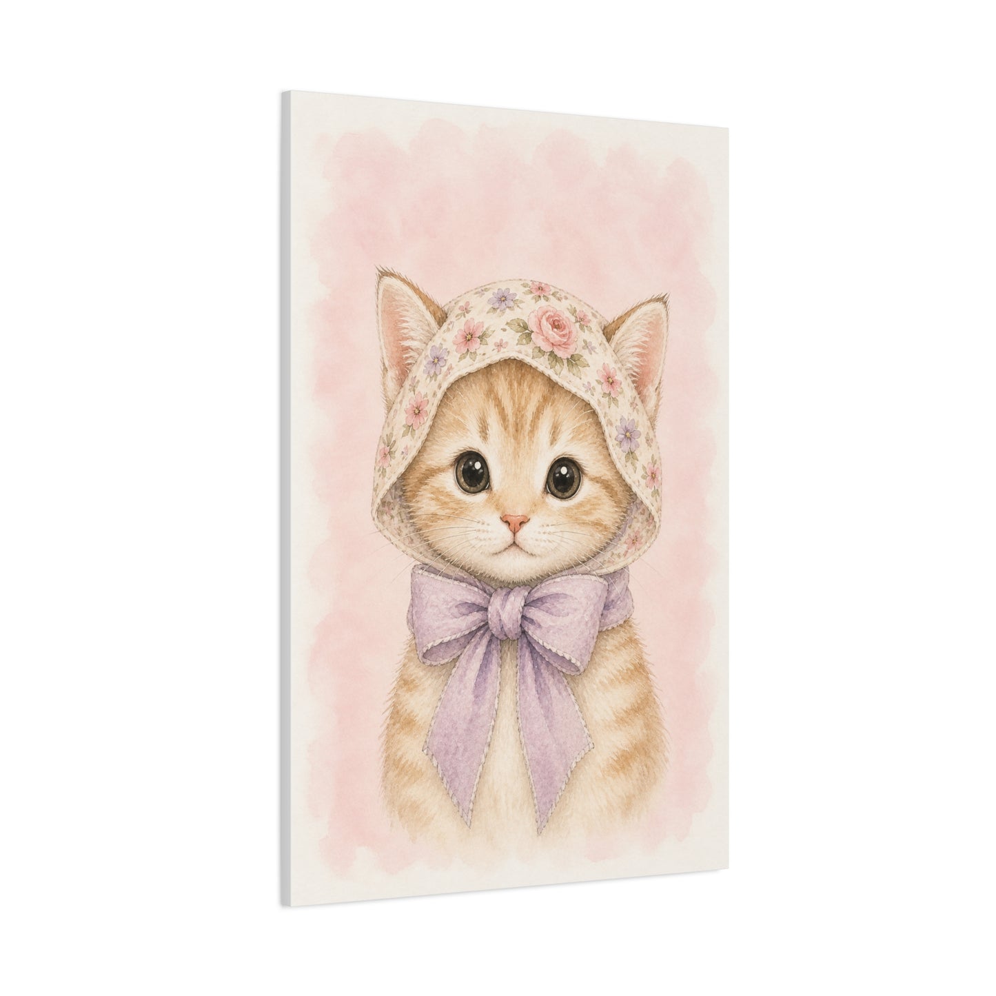 Baby Kitten Nursery Canvas Wall Art | Watercolor Animal Print | Kids Room Decor