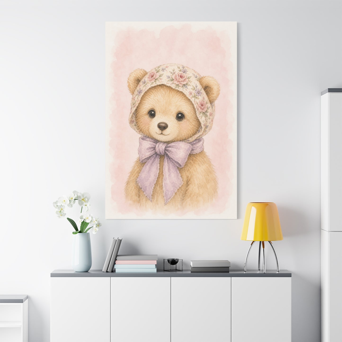 Baby Bear Nursery Canvas Wall Art | Watercolor Animal Print | Kids Room Decor