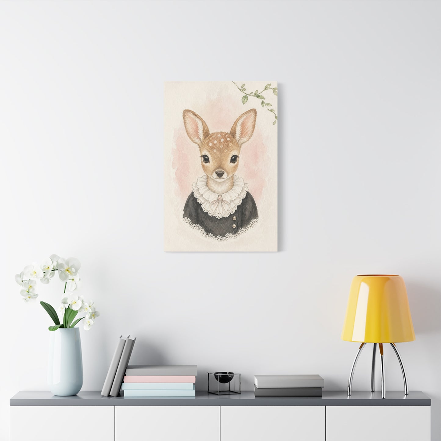 Baby Deer Nursery Canvas Wall Art | Watercolor Animal Print | Kids Room Decor