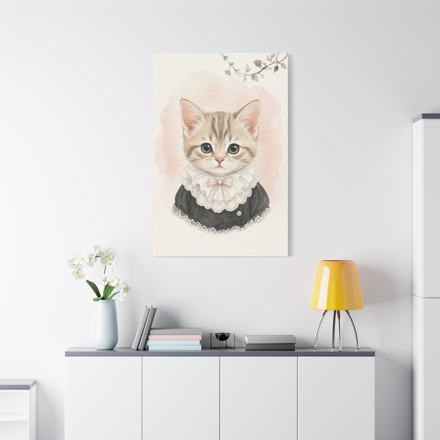Baby Kitten Nursery Canvas Wall Art | Watercolor Animal Print | Kids Room Decor