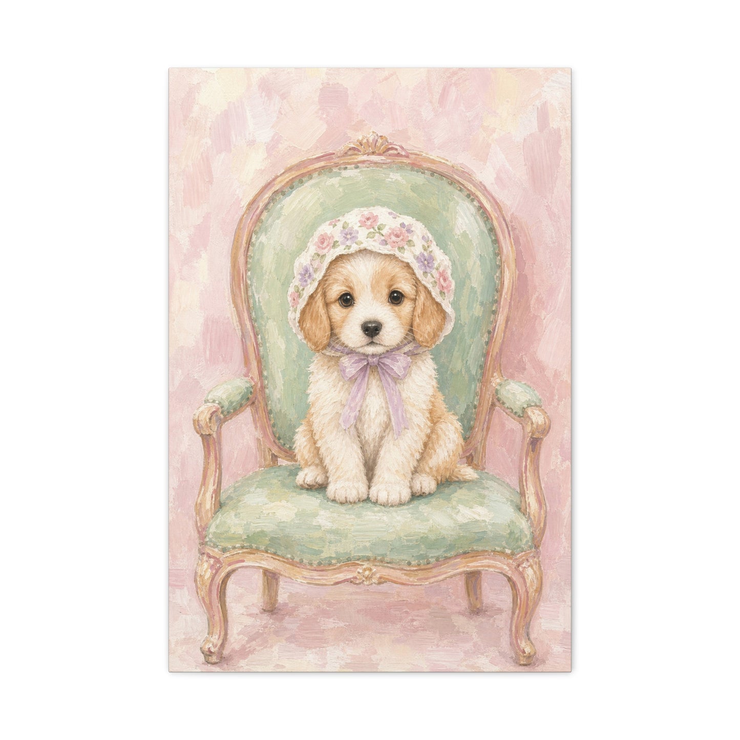 Baby Puppy Nursery Canvas Wall Art | Watercolor Animal Print | Kids Room Decor