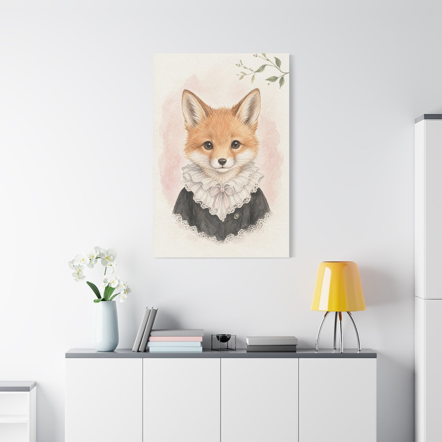 Baby Fox Nursery Canvas Wall Art | Watercolor Animal Print | Kids Room Decor