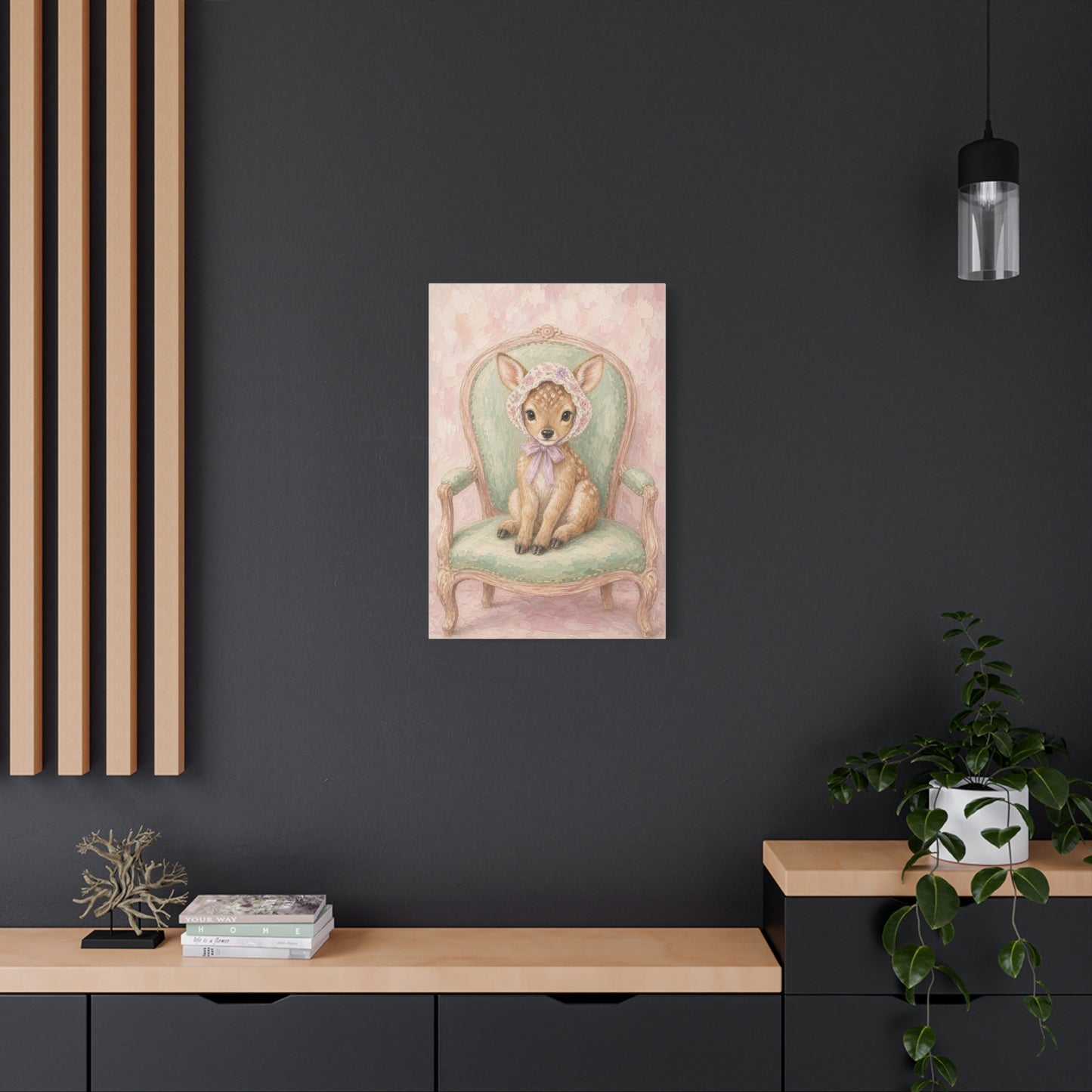 Baby Deer Nursery Canvas Wall Art | Watercolor Animal Print | Kids Room Decor