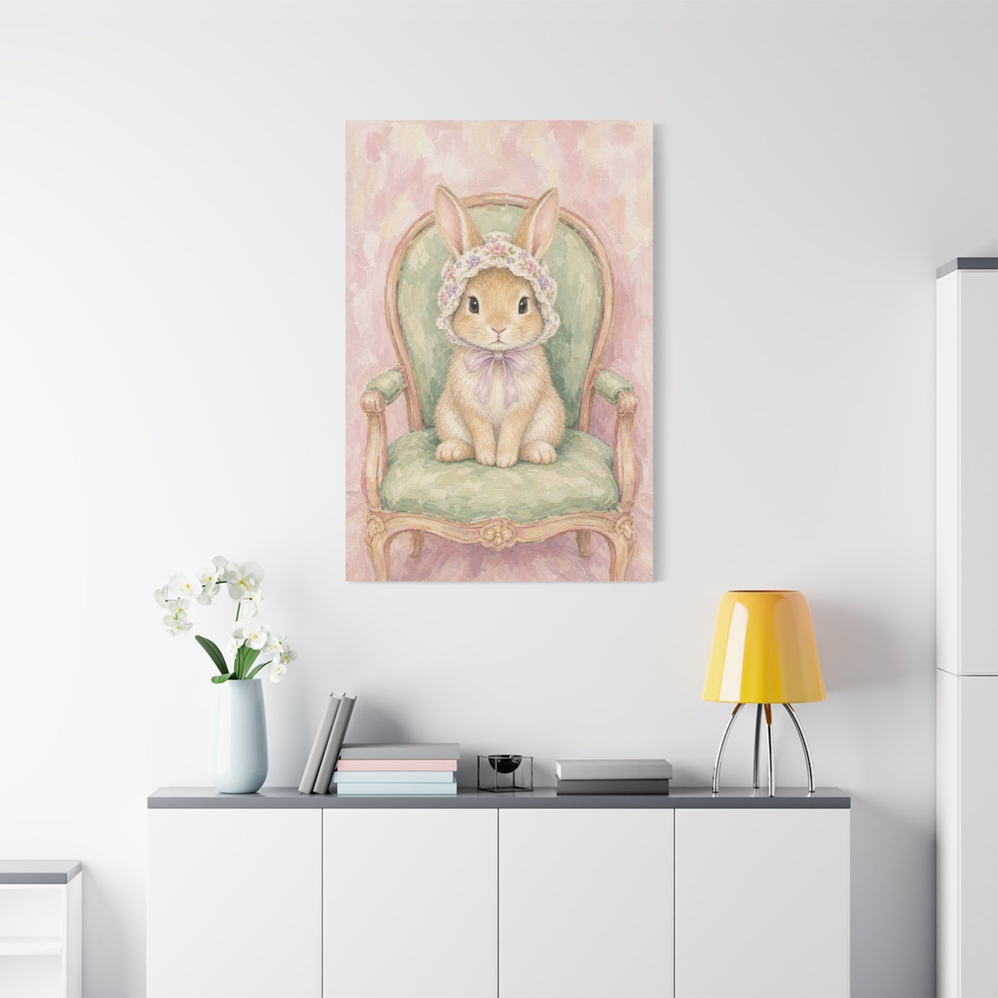 Baby Rabbit Nursery Canvas Wall Art | Watercolor Animal Print | Kids Room Decor