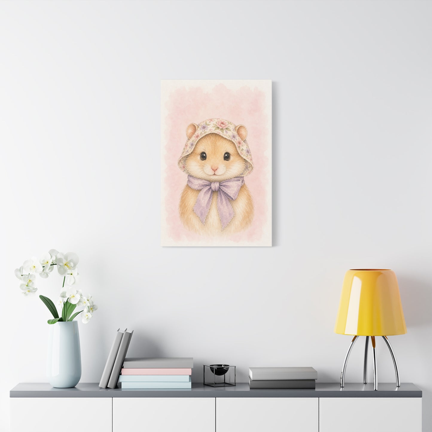Baby Hamster Nursery Canvas Wall Art | Watercolor Animal Print | Kids Room Decor