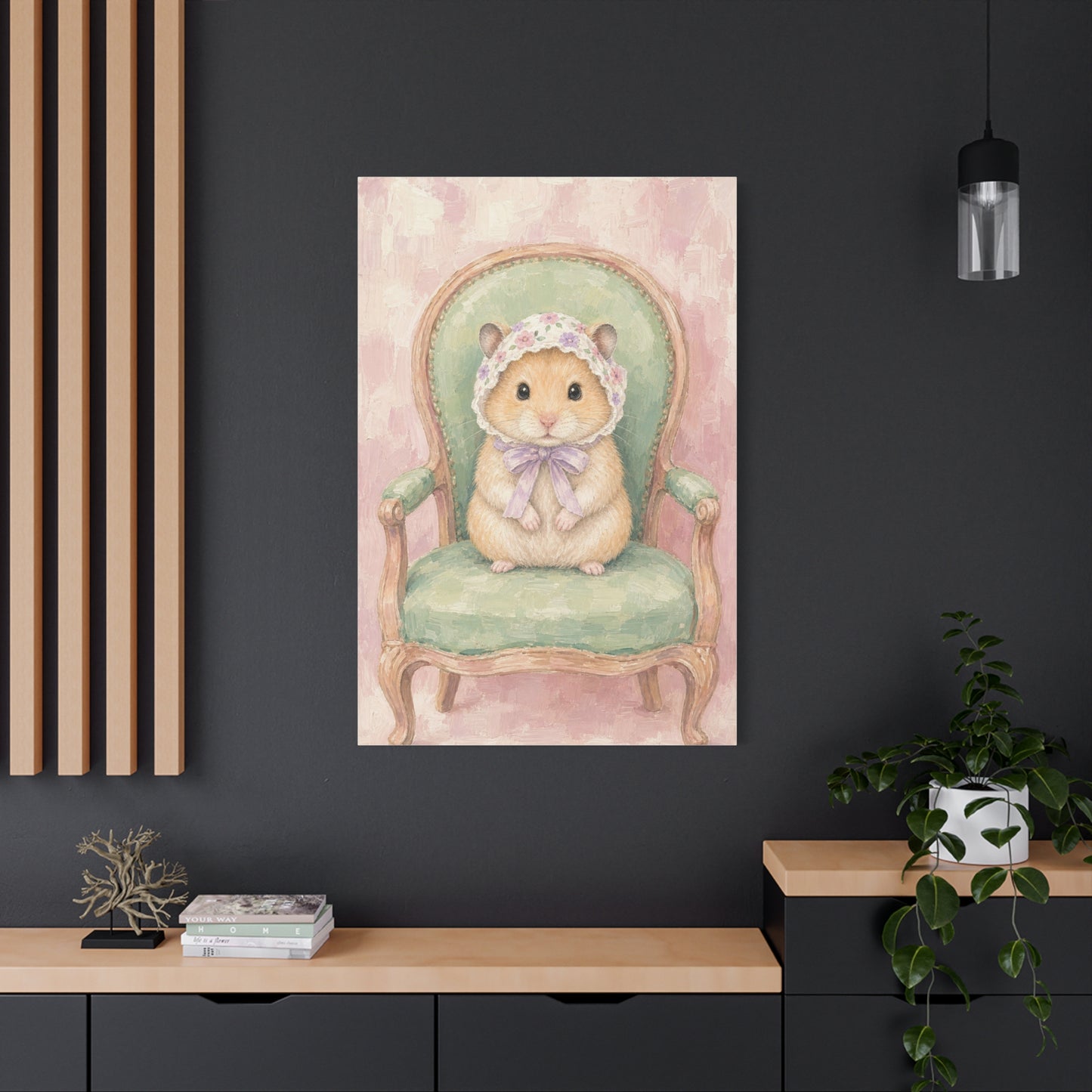 Baby Hamster Nursery Canvas Wall Art | Watercolor Animal Print | Kids Room Decor