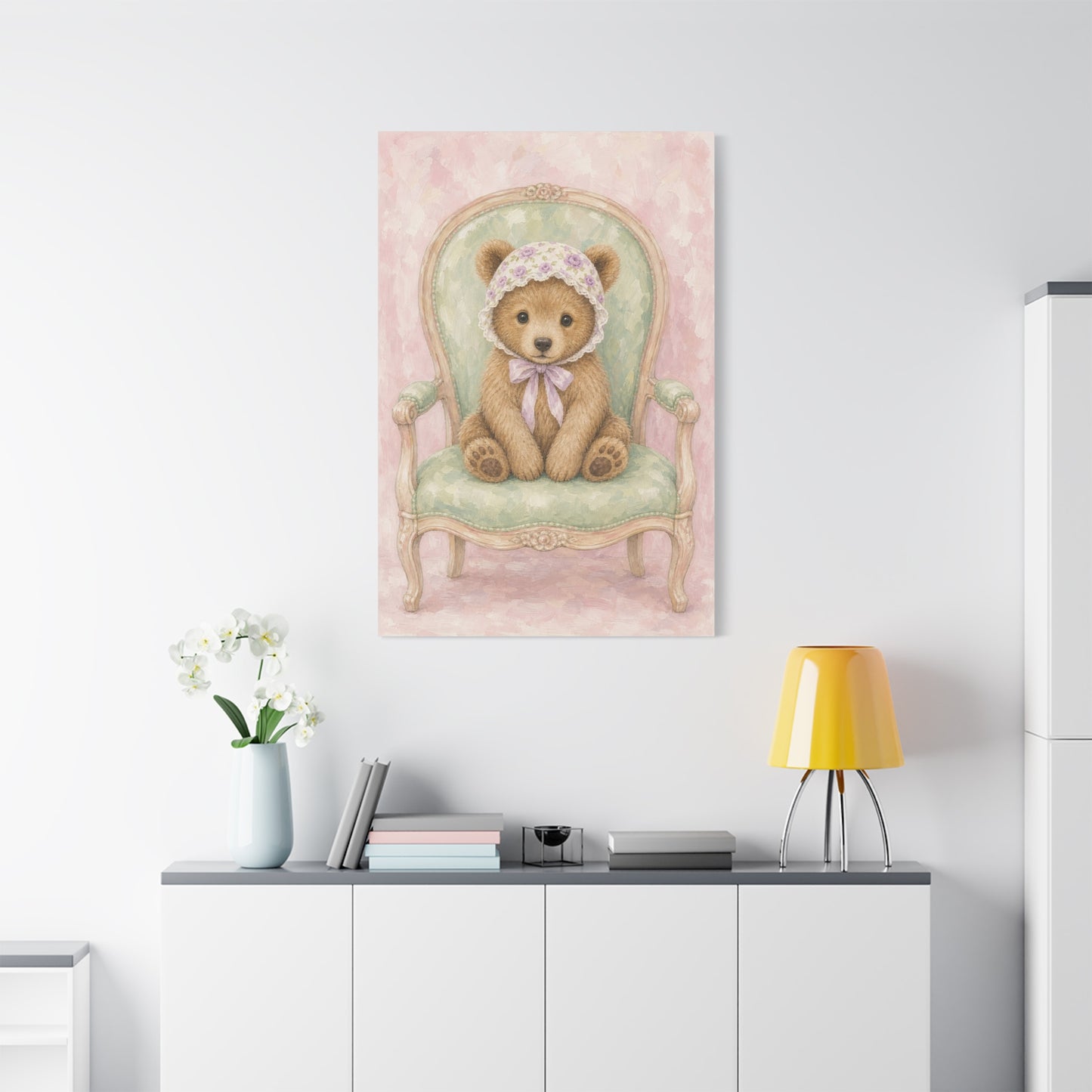 Baby Bear Nursery Canvas Wall Art | Watercolor Animal Print | Kids Room Decor