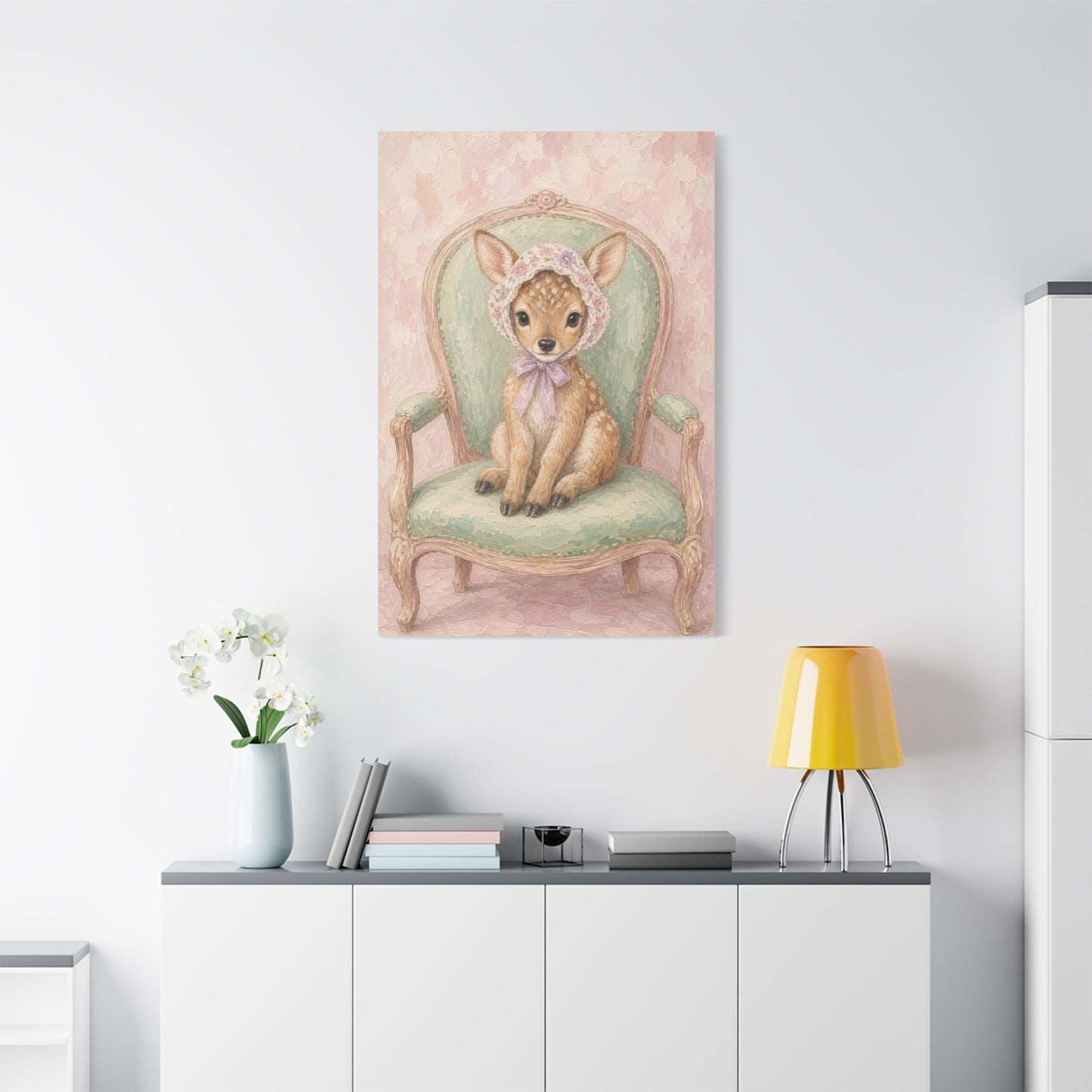 Baby Deer Nursery Canvas Wall Art | Watercolor Animal Print | Kids Room Decor