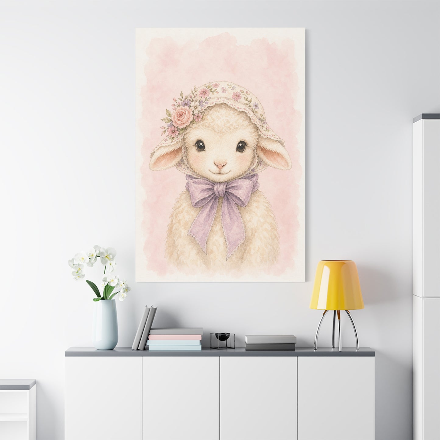 Baby Lamb Nursery Canvas Wall Art | Watercolor Animal Print | Kids Room Decor