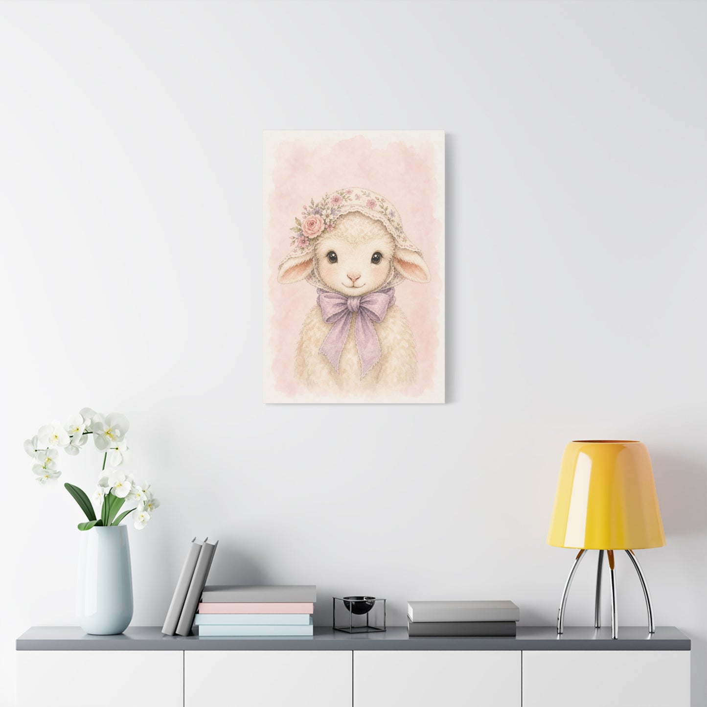 Baby Lamb Nursery Canvas Wall Art | Watercolor Animal Print | Kids Room Decor