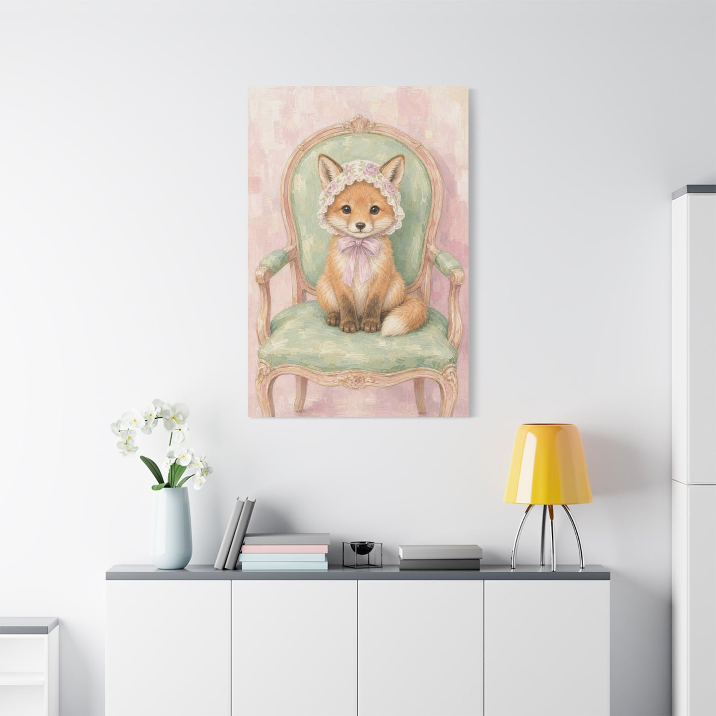 Baby Fox Nursery Canvas Wall Art | Watercolor Animal Print | Kids Room Decor