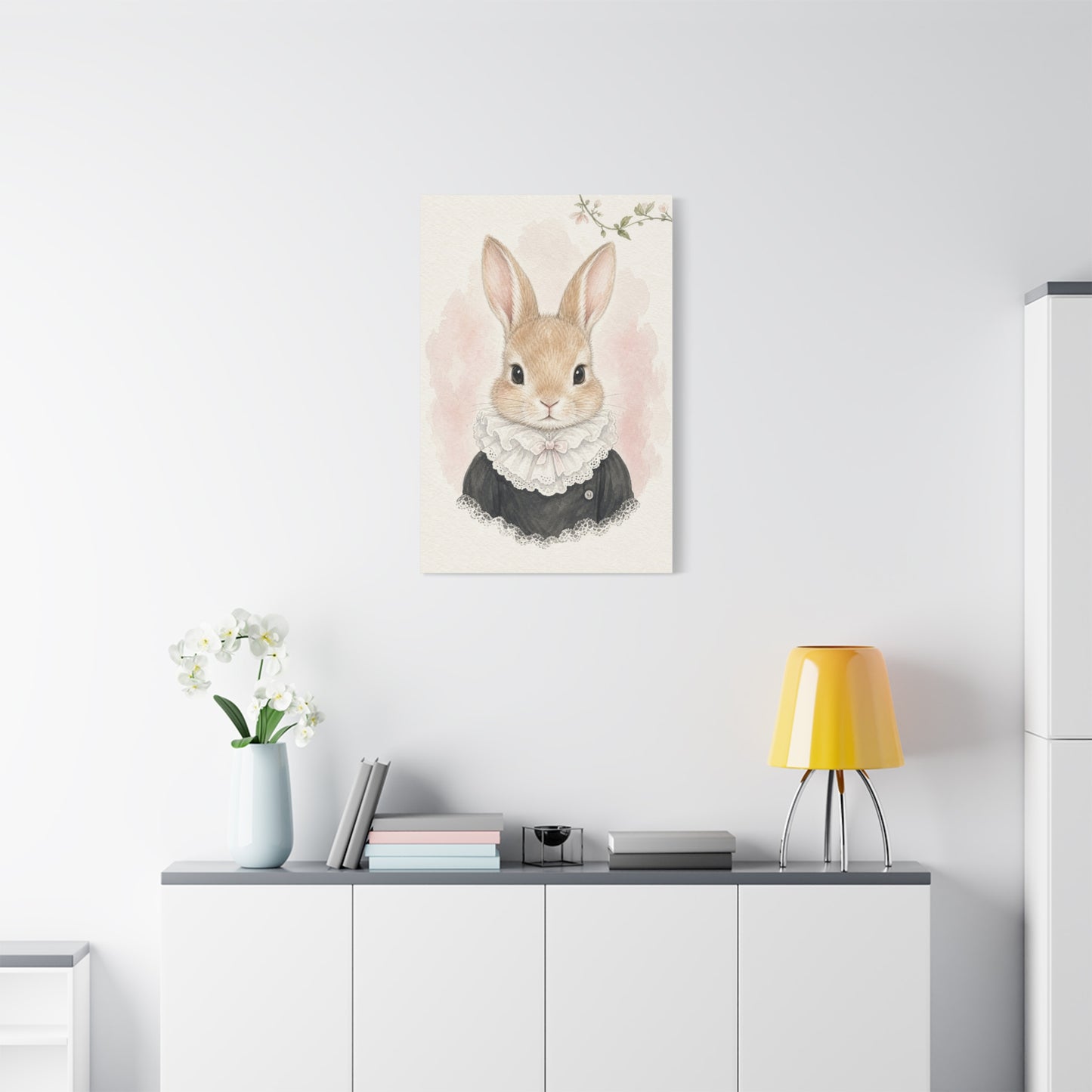 Baby Rabbit Nursery Canvas Wall Art | Watercolor Animal Print | Kids Room Decor