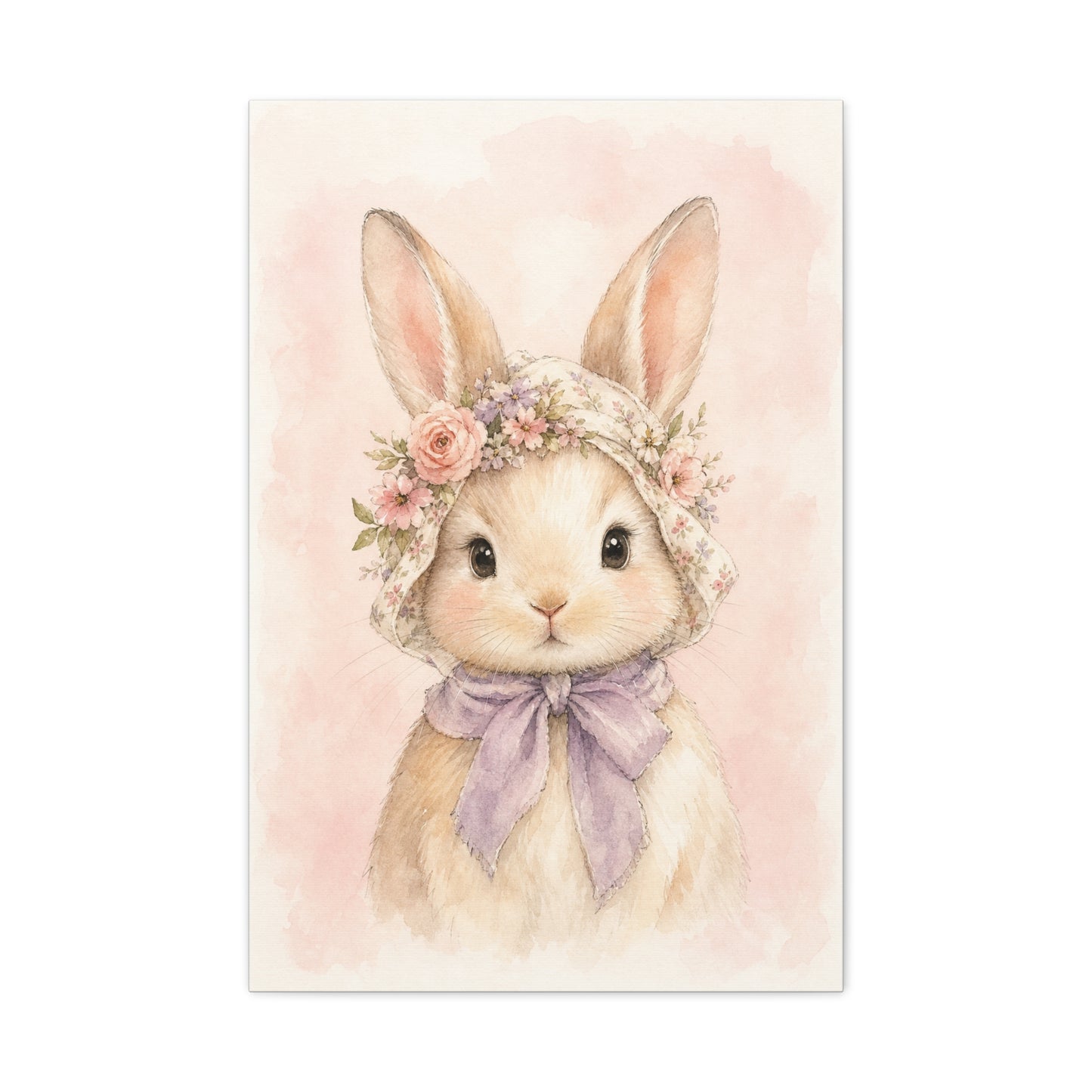 Baby Rabbit Nursery Canvas Wall Art | Watercolor Animal Print | Kids Room Decor